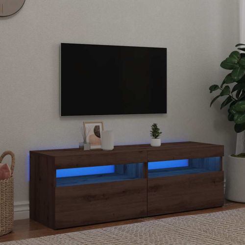 Комплект от 2 части за телевизора с LED осветление Дъб Artisan