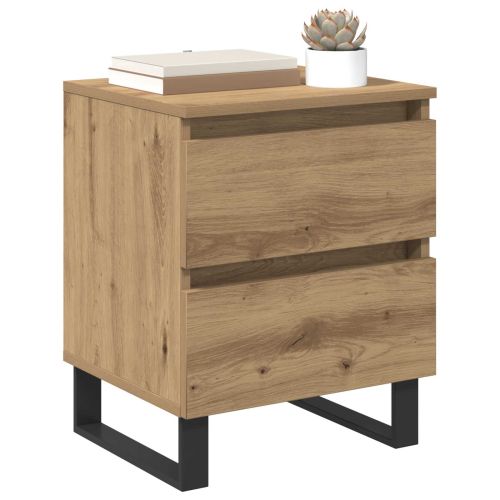 Нощен шкаф с чекмедже 2 pcs Дъб 40 x 35 x 50 см Инженерно дърво
