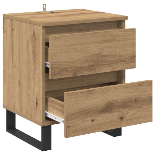 Нощен шкаф с чекмедже 2 pcs Дъб 40 x 35 x 50 см Инженерно дърво