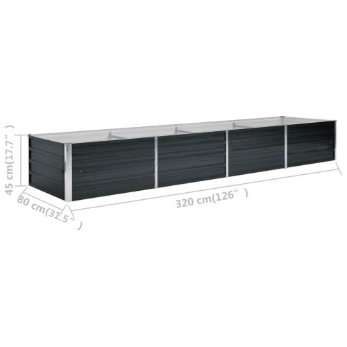 Градинска висока леха антрацит 320x80x45 см поцинкована стомана