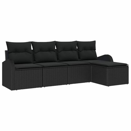 Градински Софа Комплект 5 pcs Черно полиратан