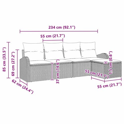Градински Софа Комплект 5 pcs Черно полиратан