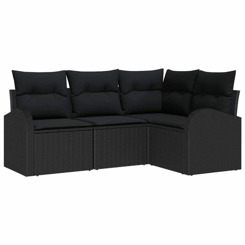 Градински Софа Комплект 4 pcs Черно полиратан