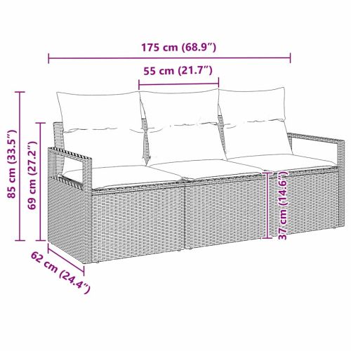 Комплект дивани 3 pcs Черно полиратан