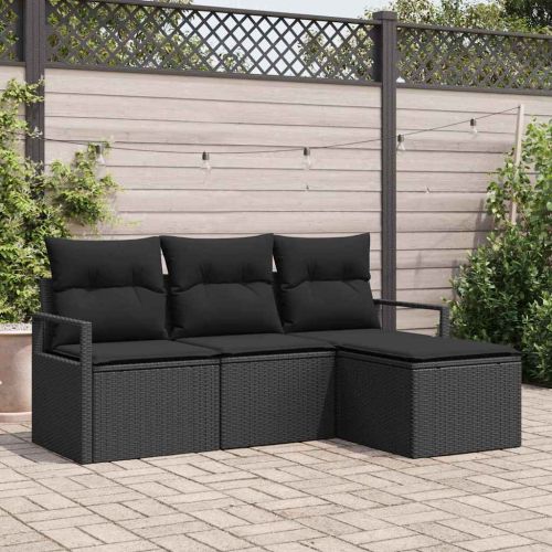 Комплект дивани 4 pcs Черно полиратан