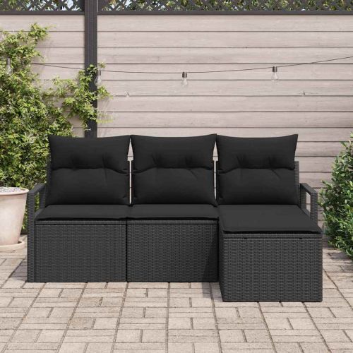 Комплект дивани 4 pcs Черно полиратан