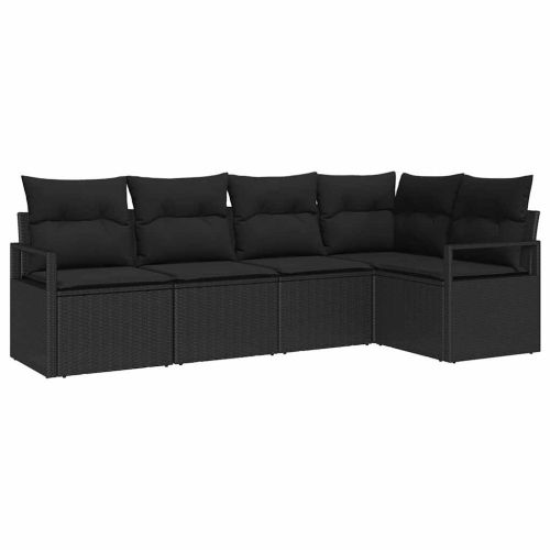 Комплект дивани 5 pcs Черно полиратан