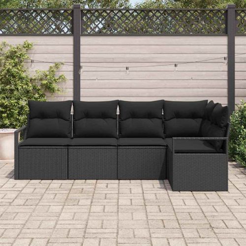 Комплект дивани 5 pcs Черно полиратан