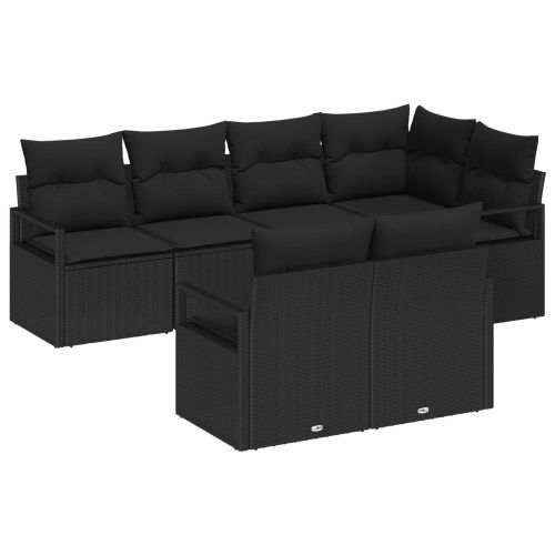 Комплект дивани 7 pcs Черно полиратан