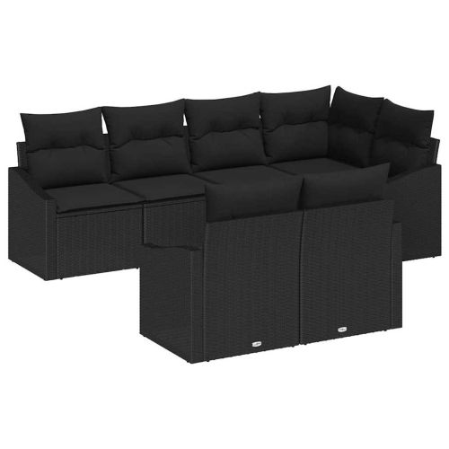 Комплект дивани с възглавница 7 pcs Черно полиратан