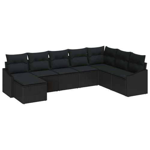 Комплект дивани с възглавница 8 pcs Черно полиратан