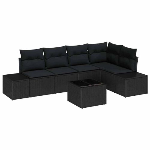 Градински Софа Комплект 6 pcs Черно полиратан