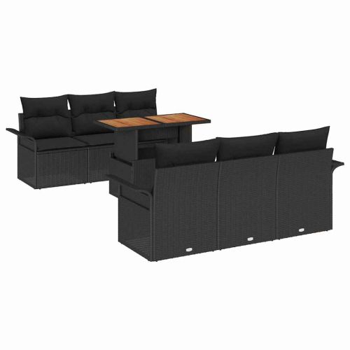 Градински Софа Комплект с възглавница 7 pcs Черно
