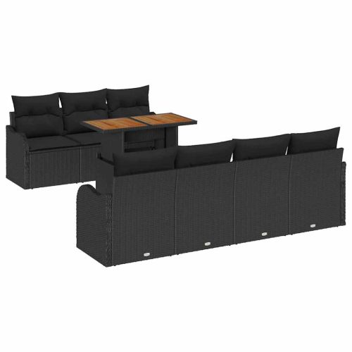 Градински Софа Комплект с възглавница 8 pcs Черно