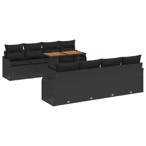 Градински Софа Комплект с възглавница 7 pcs Черно
