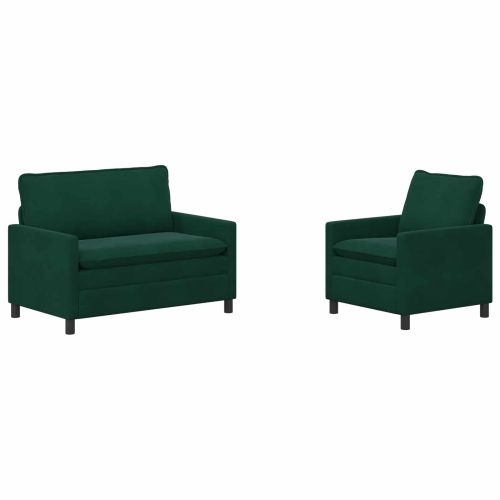 Комплект дивани 2 pcs Тъмнозелено Кадифе