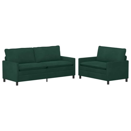 Комплект дивани 2 pcs Тъмнозелено Кадифе