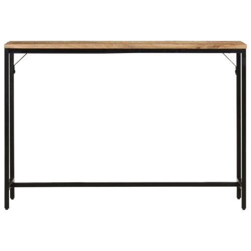 Конзолна маса, 110x30x75 cм, мангово дърво масив и желязо
