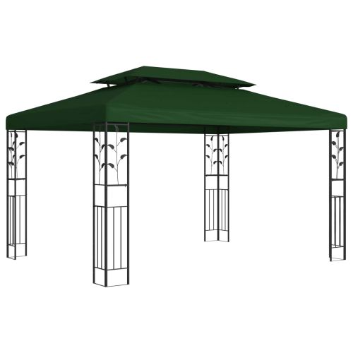 Шатра 3,97 х 2,96 х 2,68 м Зелено Полиестер и стомана