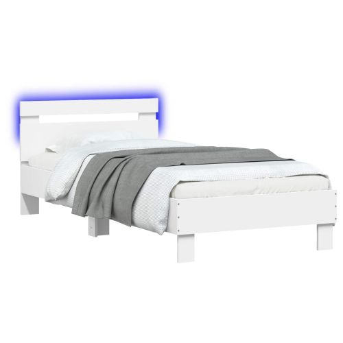 Легло с LED Бяло 80 x 200 cm Инженерна дървесина