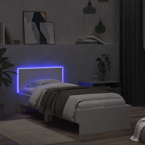 Легло с LED Бяло 80 x 200 cm Инженерна дървесина