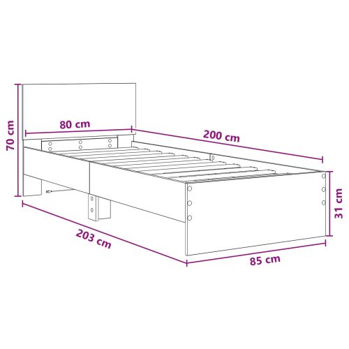 Легло с LED Дъб сонома 80 x 200 cm Инженерна дървесина
