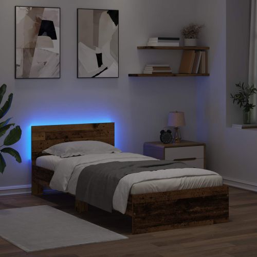 Легло с LED Старо дърво 80 x 200 cm Инженерна дървесина