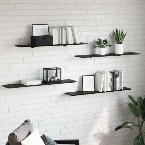 Етажерка Борд 4 pcs Черен 100 x 20 x 1,5 cm Инженерно дърво
