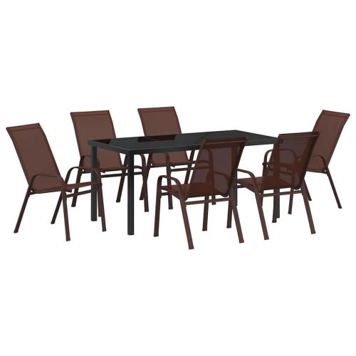 Комплект за хранене в градината 7 pcs Кафяв и черен