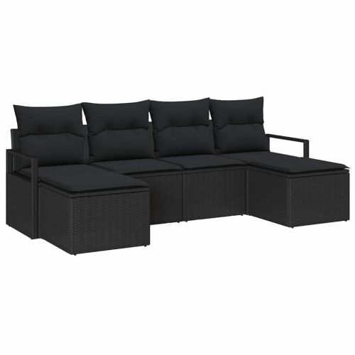 Комплект дивани 6 pcs Черно полиратан