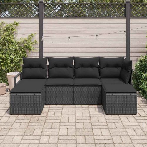 Комплект дивани 6 pcs Черно полиратан