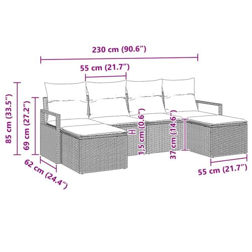 Комплект дивани 6 pcs Черно полиратан
