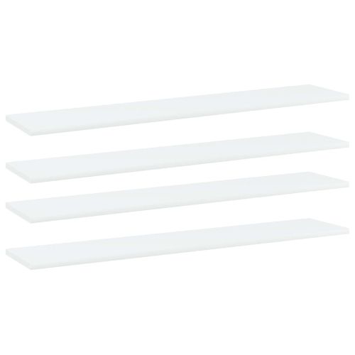 Рафтове за етажерка, 4 бр, бели, 100x20x1,5 см, инженерно дърво