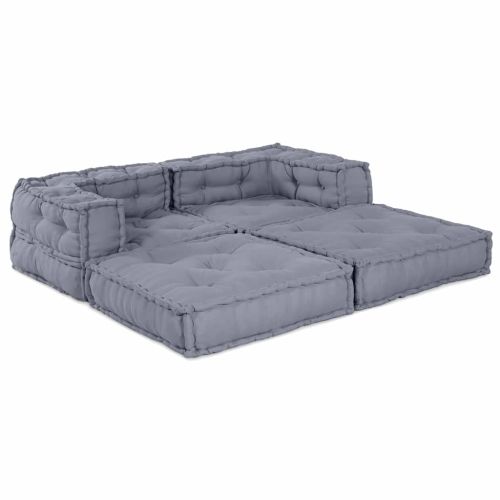 Модулен диван 2 pcs Сиво 140 x 70 x 56 см Текстил