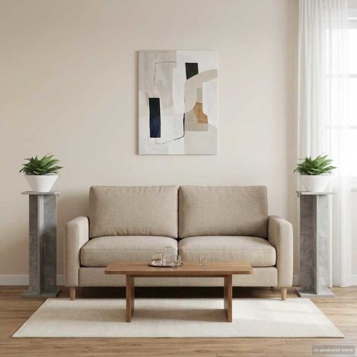 Стойка за растения 2 бр. Бетонно сиво 25 x 25,5 x 80,5 см