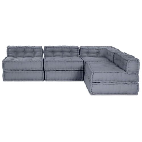 Модулен диван 4 pcs Сиво Текстил