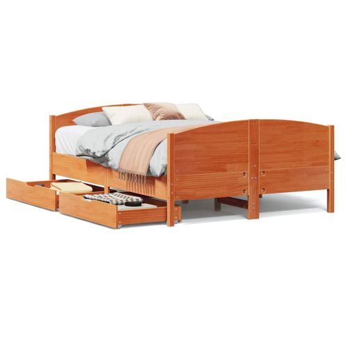 Рамка за легло без матрак, восъчнокафяв, 150x200 см, бор масив