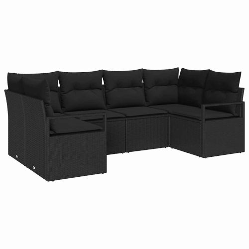 Комплект дивани с възглавница 6 pcs Черно полиратан