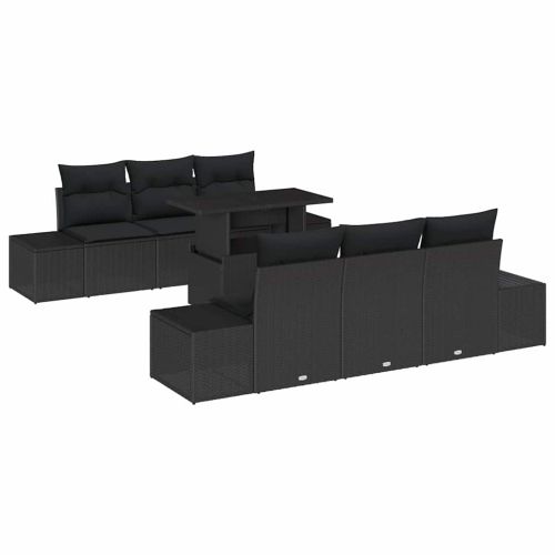 Комплект дивани с възглавница 7 pcs Черно полиратан