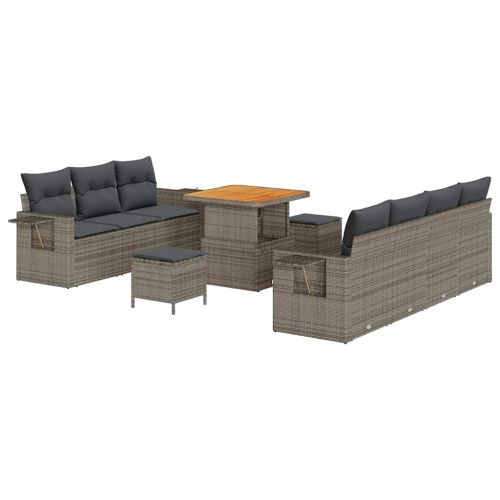 Градински Софа Комплект с възглавница със съхранение 10 pcs Сив