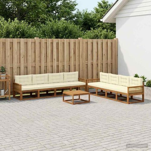Комплект дивани за открито 9 pcs Натурален и Крема