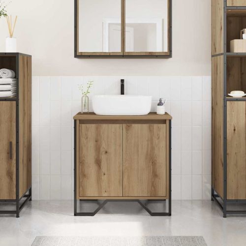 Шкаф за мивка в баня Дъб 60 x 35 x 60 см Инженерно дърво
