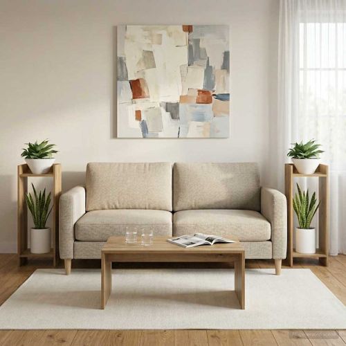Стойка за растения с рафт 2 pcs Артизан Дъб 30 x 30 x 80 cm