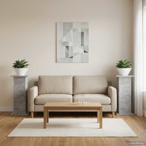 Стойка за растения 2 бр. Бетонно сиво 30,5 x 30 x 60,5 см