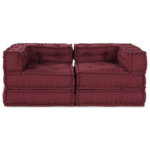 Модулен диван 2 pcs Тъмен червен 140 x 70 x 56 см Текстил