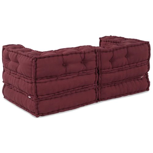 Модулен диван 2 pcs Тъмен червен 140 x 70 x 56 см Текстил