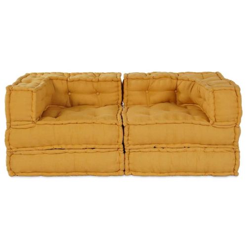 Модулен диван 2 pcs Жълто 140 x 70 x 56 см Текстил