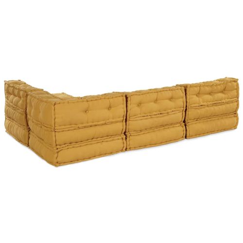 Модулен диван 4 pcs Жълто Текстил