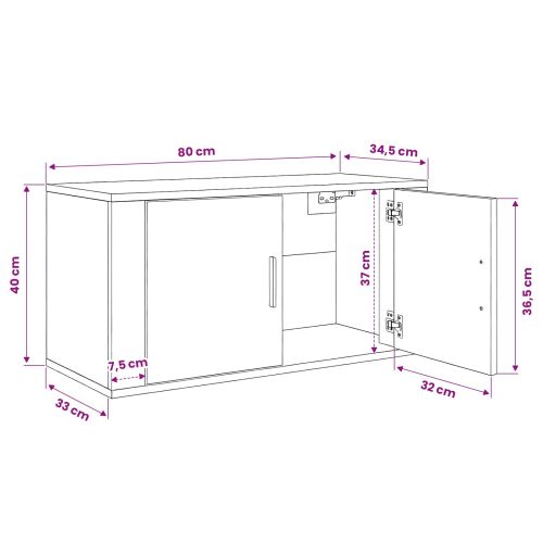 Комплект стенен ТВ шкаф 3 pcs Дъб 80 х 34,5 х 40 см