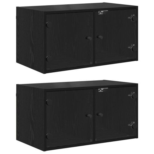 Стенни шкафове 2 pcs Черния дъб 68 x 37 x 35 см Инженерно дърво